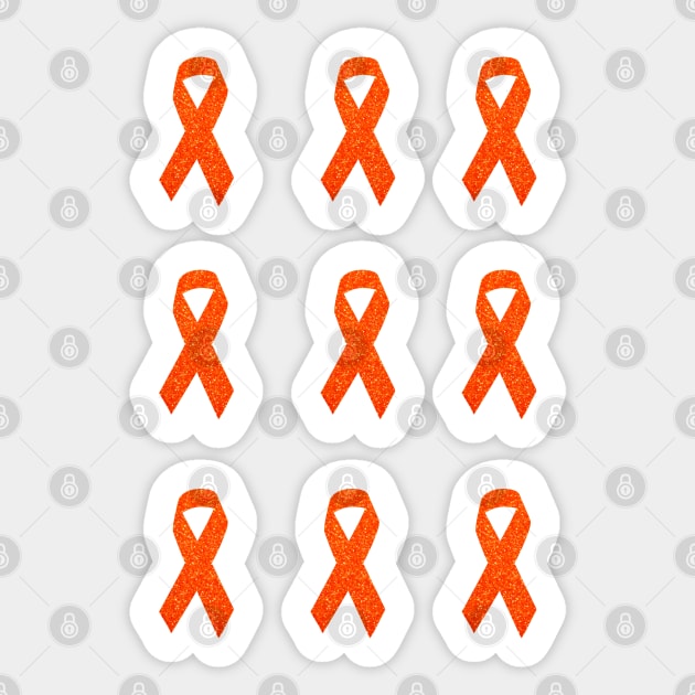 Orange Faux Glitter Awareness Ribbon Pack Sticker by Felicity-K